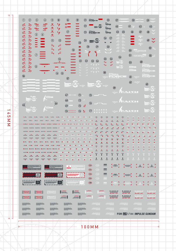 Artisan's Club RG 33 Force Impulse Gundam Water Decal-1