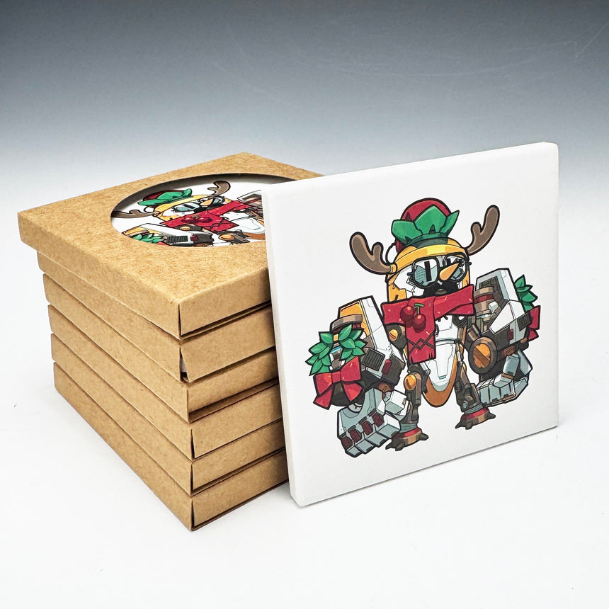 Free Gift Over $100 - Robot Kai Mr. Radish Christmas Ceramic Coaster-0
