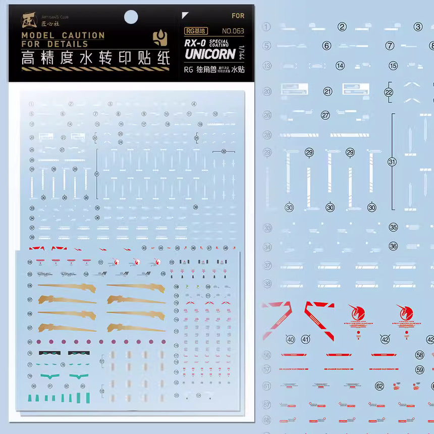 Artisan's Club RG RX-0 Unicorn Special Coating Water Decal-0