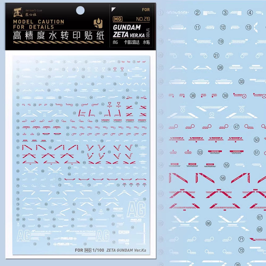 Artisan's Club MG Gundam Zeta Ver.KA Water Decal-0