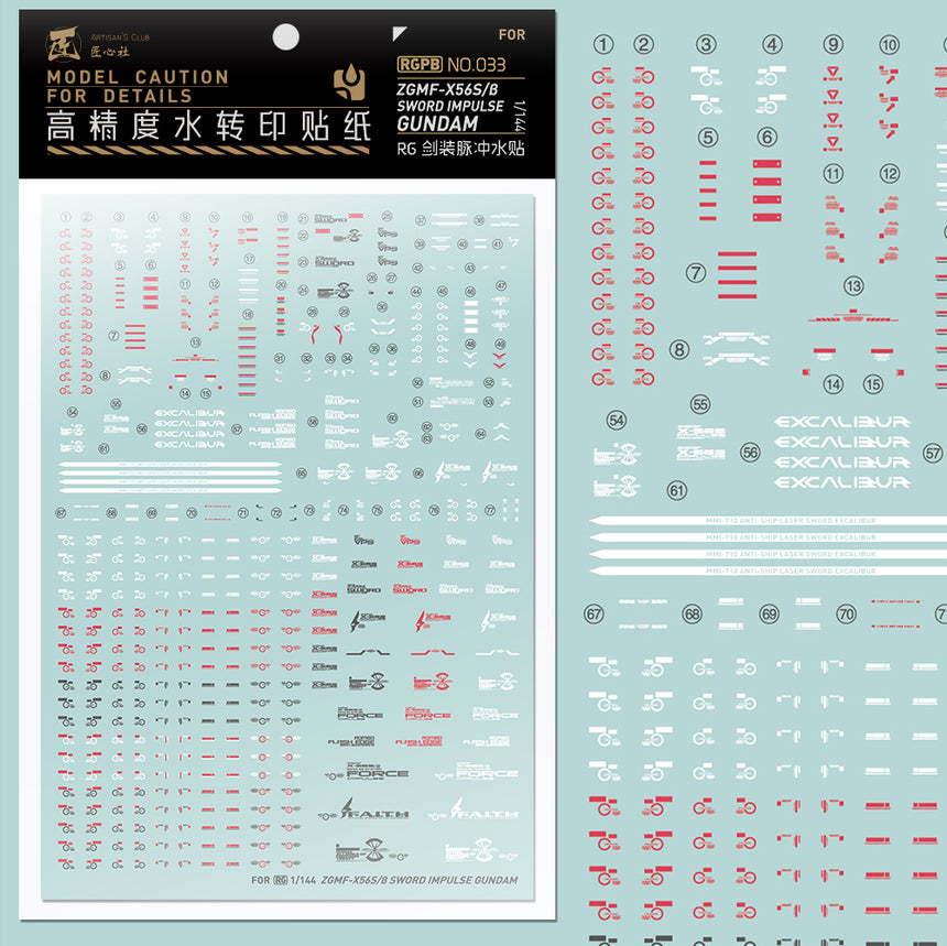 Artisan's Club RG Sword Impulse Gundam Water Decal-0