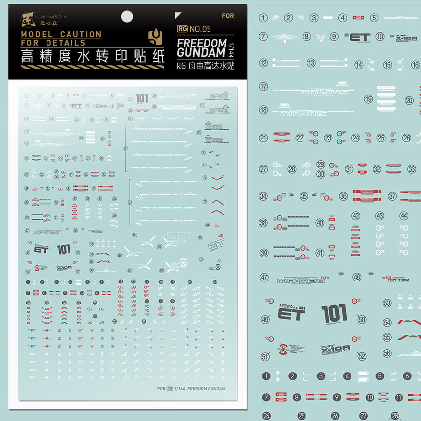 Artisan's Club RG 05 ZGMF-X10A Freedom Gundam Water Decal-0