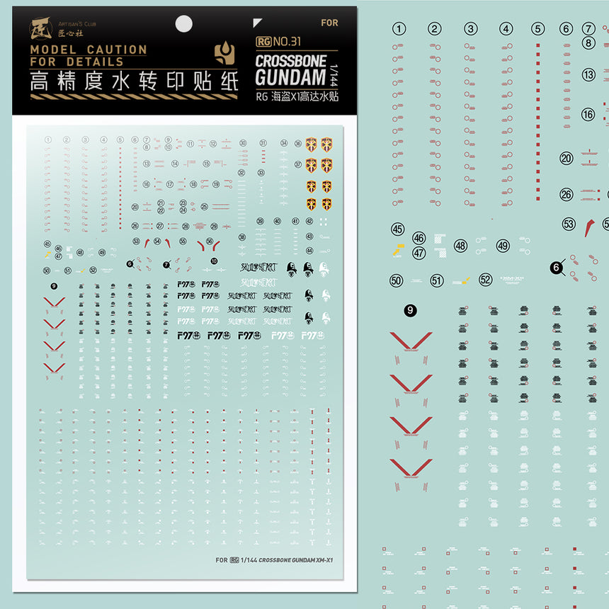 Artisan's Club RG 31 Crossbone Gundam X1 Water Decal-0