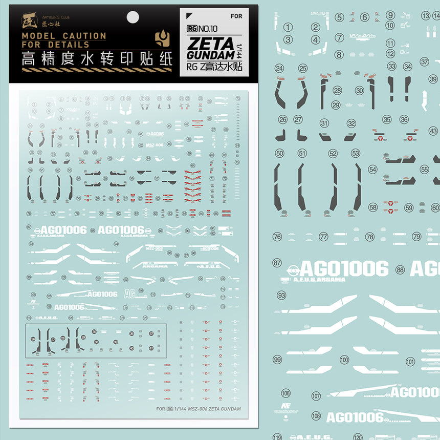 Artisan's Club RG 10 Zeta Gundam Water Decal-0