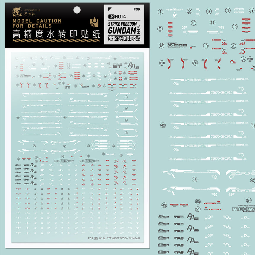 Artisan's Club RG 14 ZGMF-X20A Strike Freedom Water Decal-0