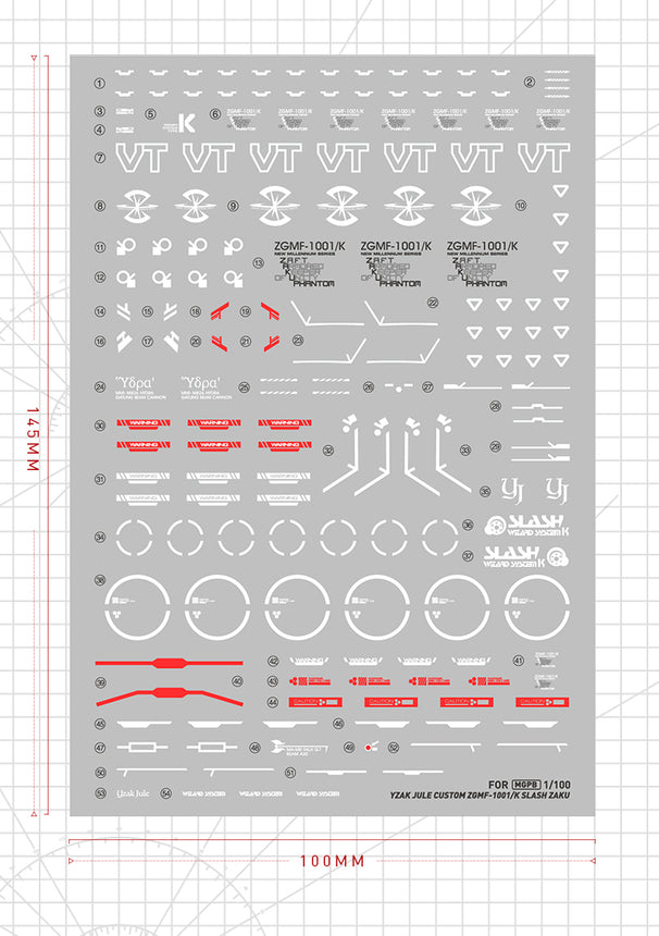 Artisan's Club MG Slash Zaku Phantom (Yzak Jule Custom) Water Decal-1