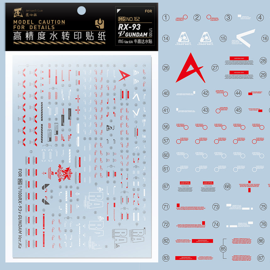 Artisan's Club MG RX-93 Nu Gundam Ver.Ka Water Decal-0