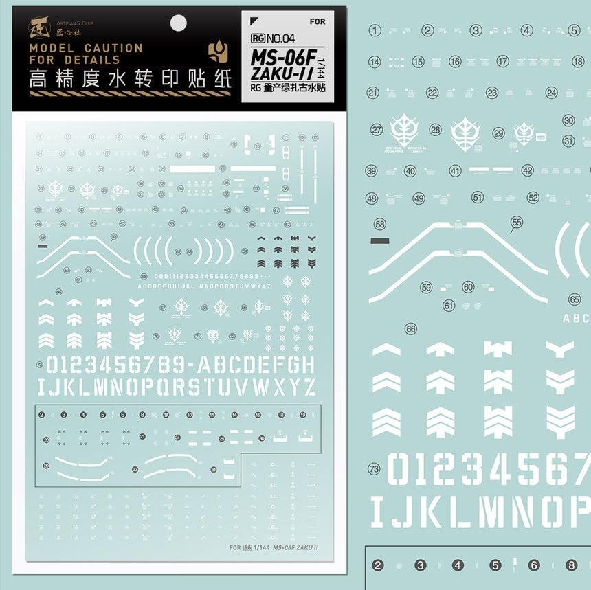 Artisan's Club RG 04 MS-06F Zaku II Water Decal-0