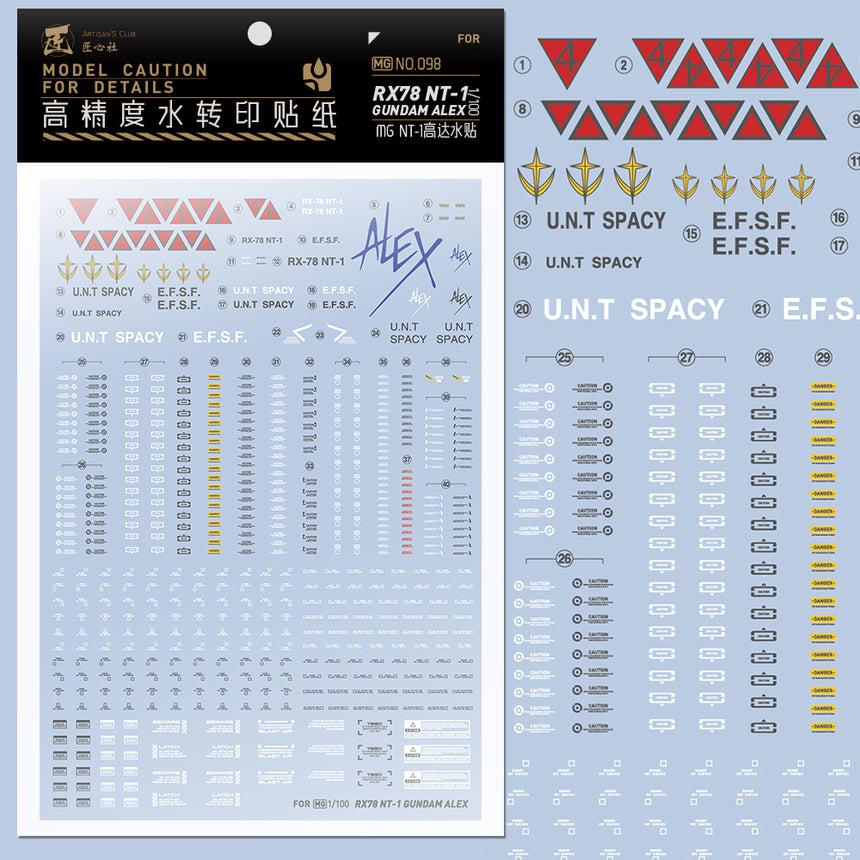 Artisan's Club MG Gundam NT-1 Alex Water Decal-0