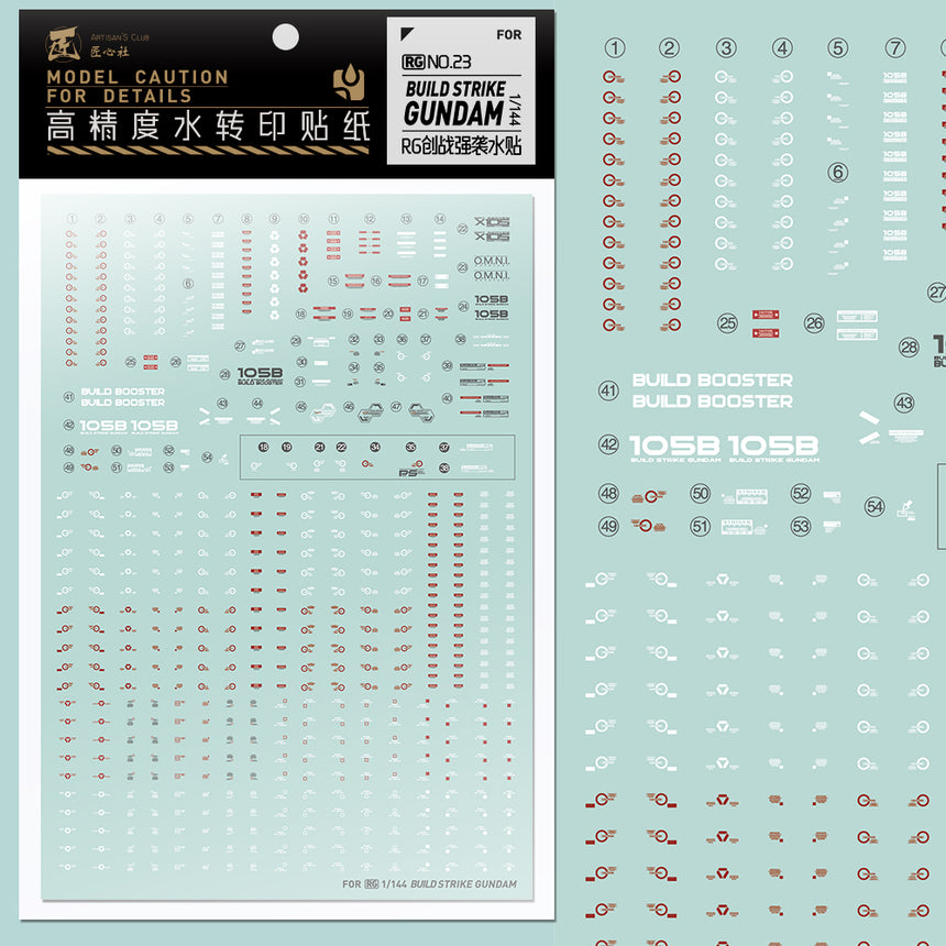 Artisan's Club RG 23 Build Strike Gundam Full Package Water Decal-0
