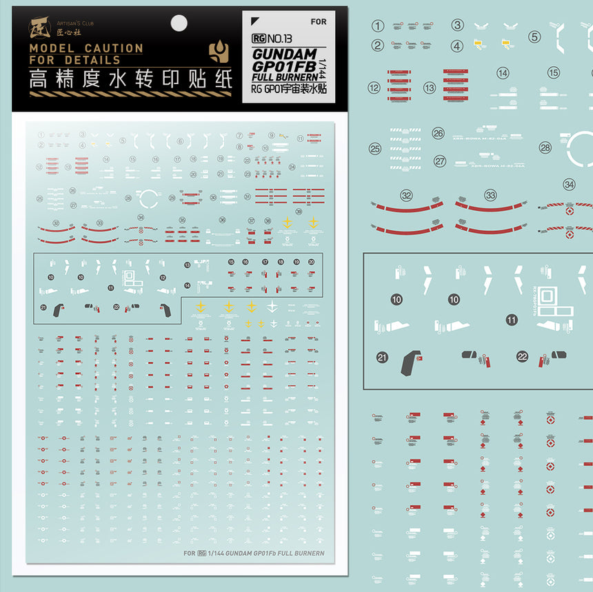 Artisan's Club RG 13 RX-78 GP01FB Water Decal-0