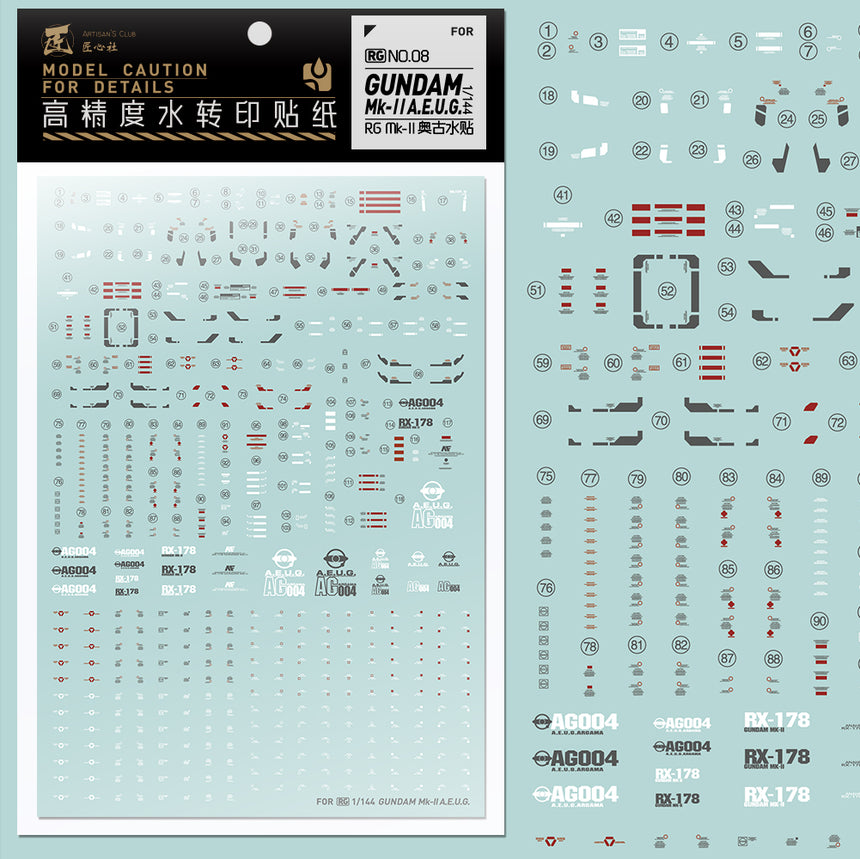 Artisan's Club RG 08 RX-178 Gundam MK-II (AEUG) Water Decal-0